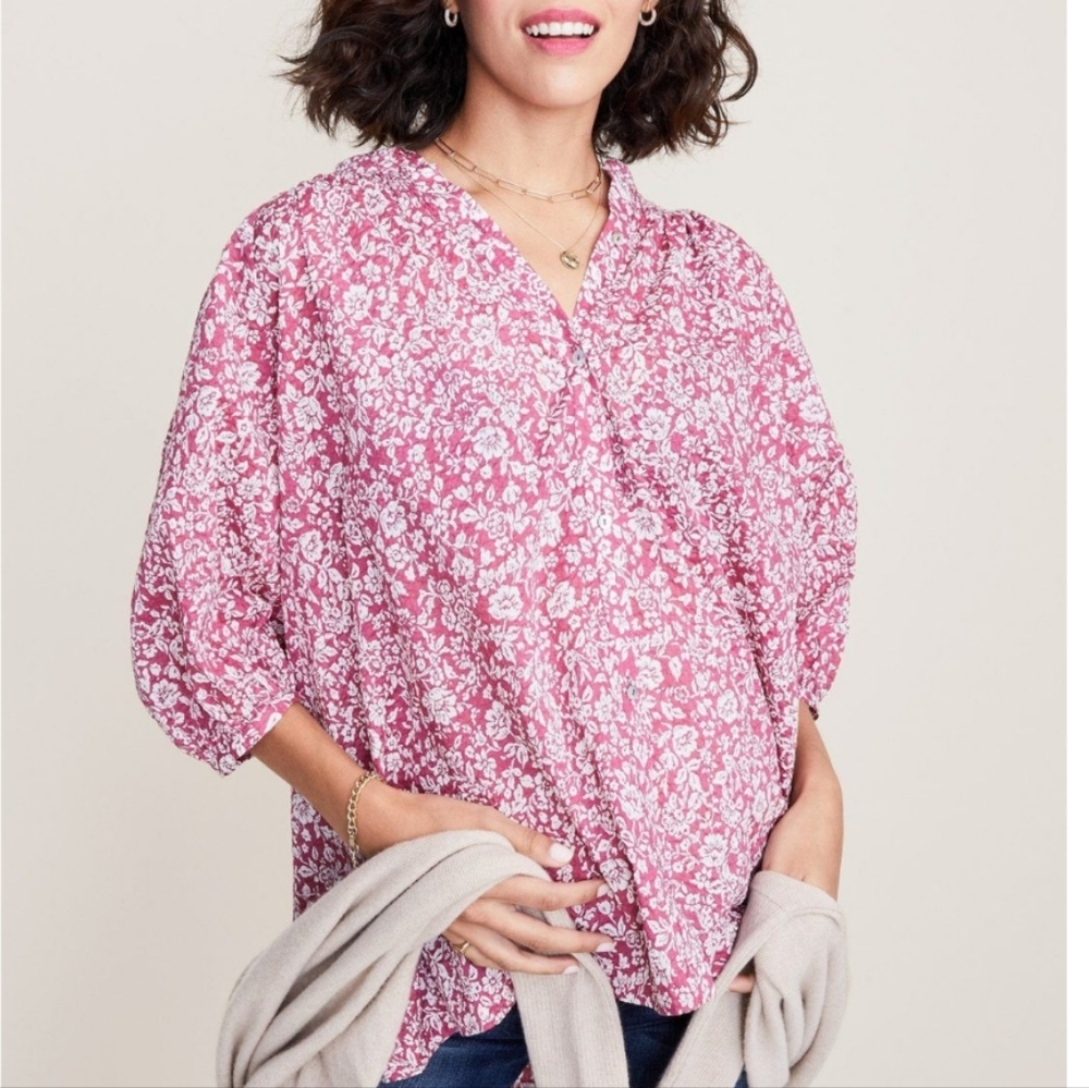 Hatch The Willie Top Floral Cotton Maternity Blouse